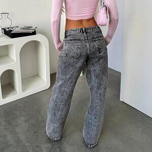 Mxiqqpltky Low Waist Bell Bottom Jeans for Women Y2k Straight Leg Stretch Bootcu